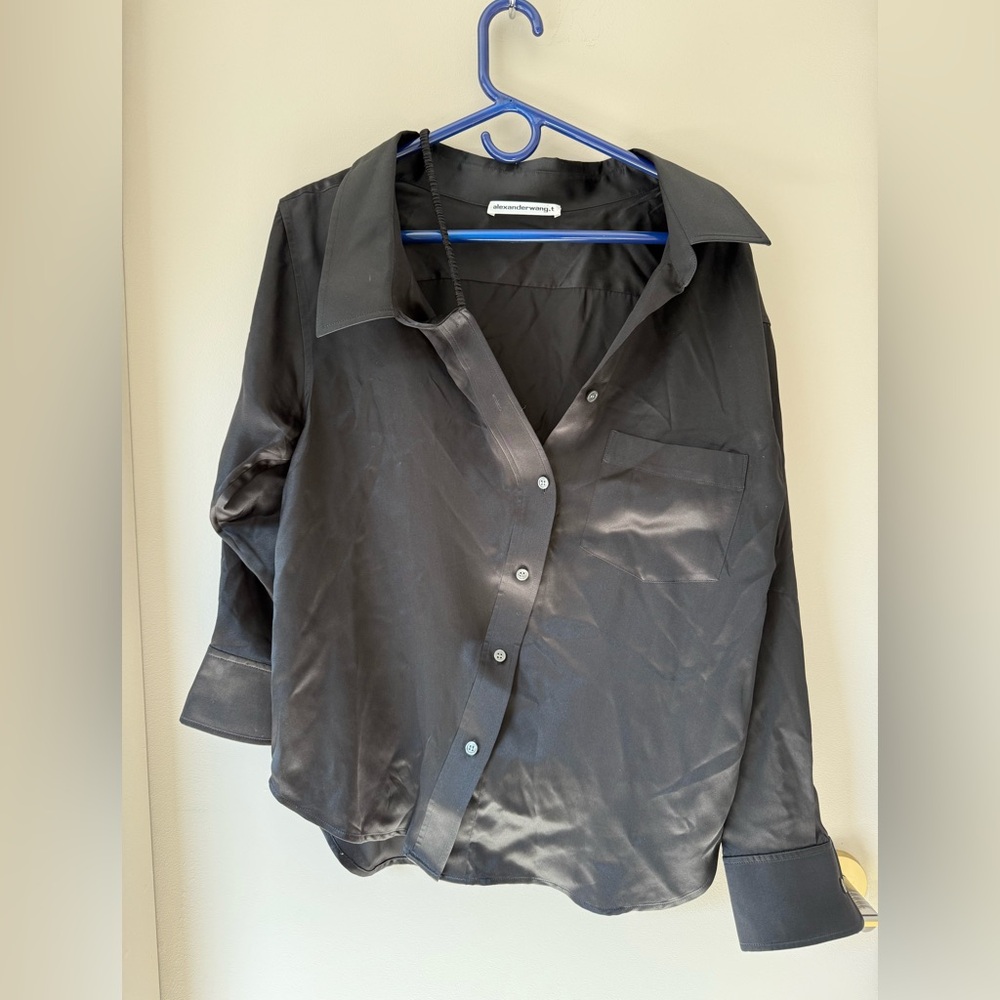 Black Satin Women's Top